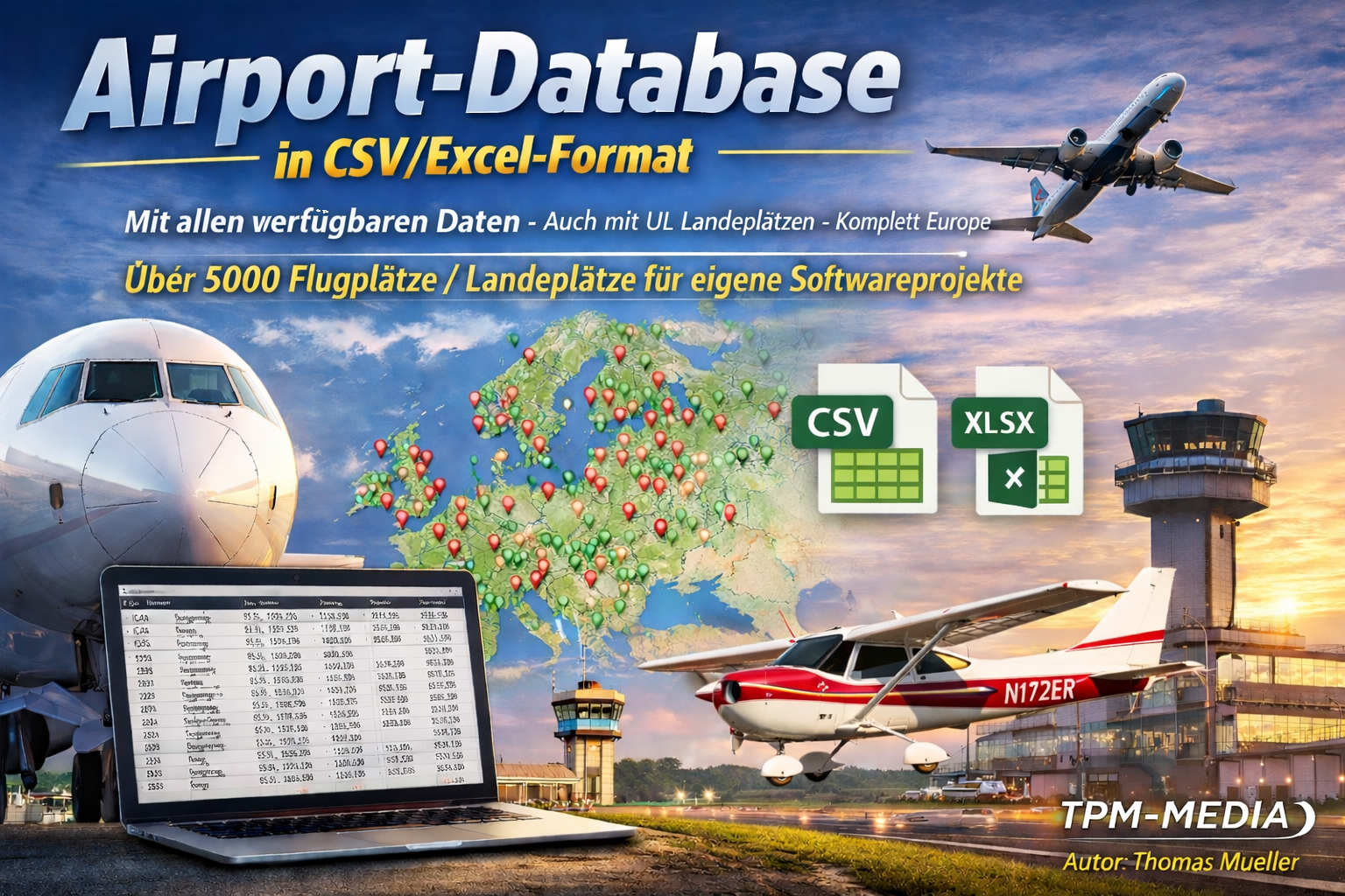Airport Datenbank Europe als CSV/Excel - Datenbank zum Downloaden
