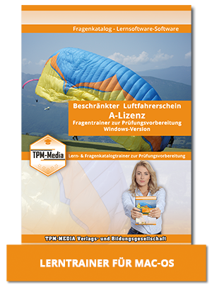 Bild 1 von Fragenkatalogtrainer Beschränkter Luftfahrerschein (A-Lizenz) - Gleitschirm  / (Betriebssystem:) MAC-OS (Download-Version)