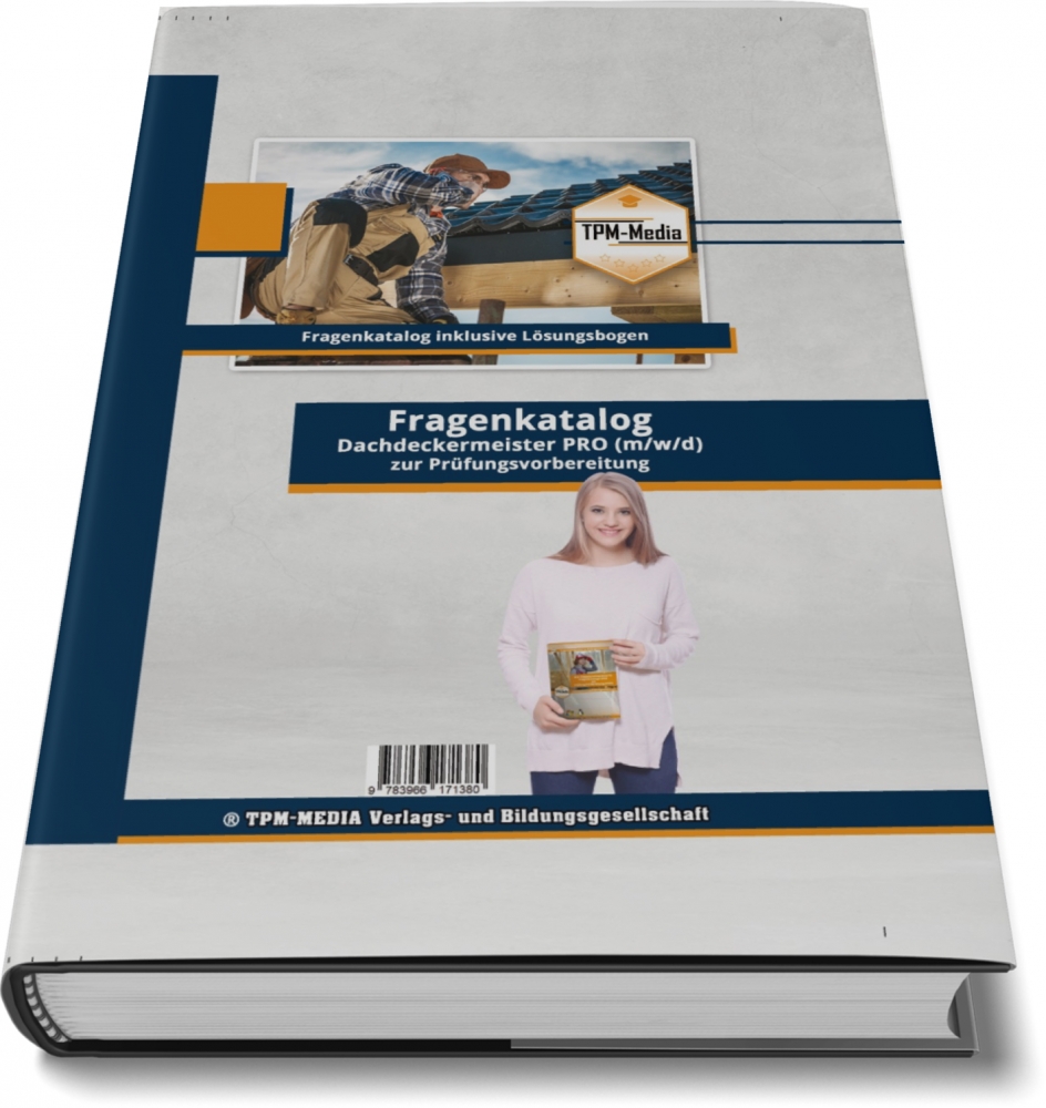 Bild 1 von Dachdeckermeister - PRO (m/w/d) Fragenkatalog mit mit über 5100 Lern-/Prüfungsfragen (Buch-/Print)
