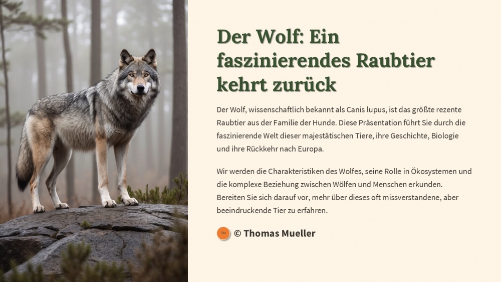 Bild 1 von PowerPoint Präsentation: Welt der Wölfe – Lehrmaterial für Ausbilder und Schüler (Download) .pptx
