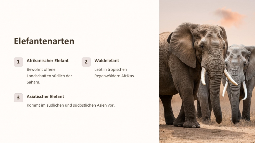 Bild 1 von PowerPoint Präsentation: Welt der Elefanten–Lehrmaterial für Ausbilder und Schüler (Download) .pptx