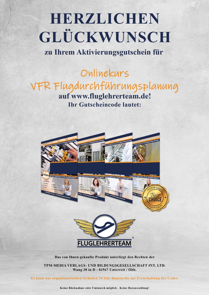 Bild 1 von Gutschein Online-Trainer VFR Flugdurchführungsplanung